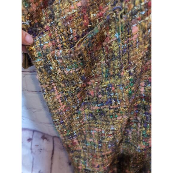 Boho Artisanal Boucle Wool Blend Kimono Coat Jacket Tweed Textured Sweater - Picture 6 of 12